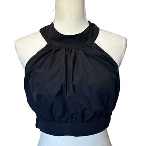 #67 NWT Missguided Crop Tie Halter Top In Black